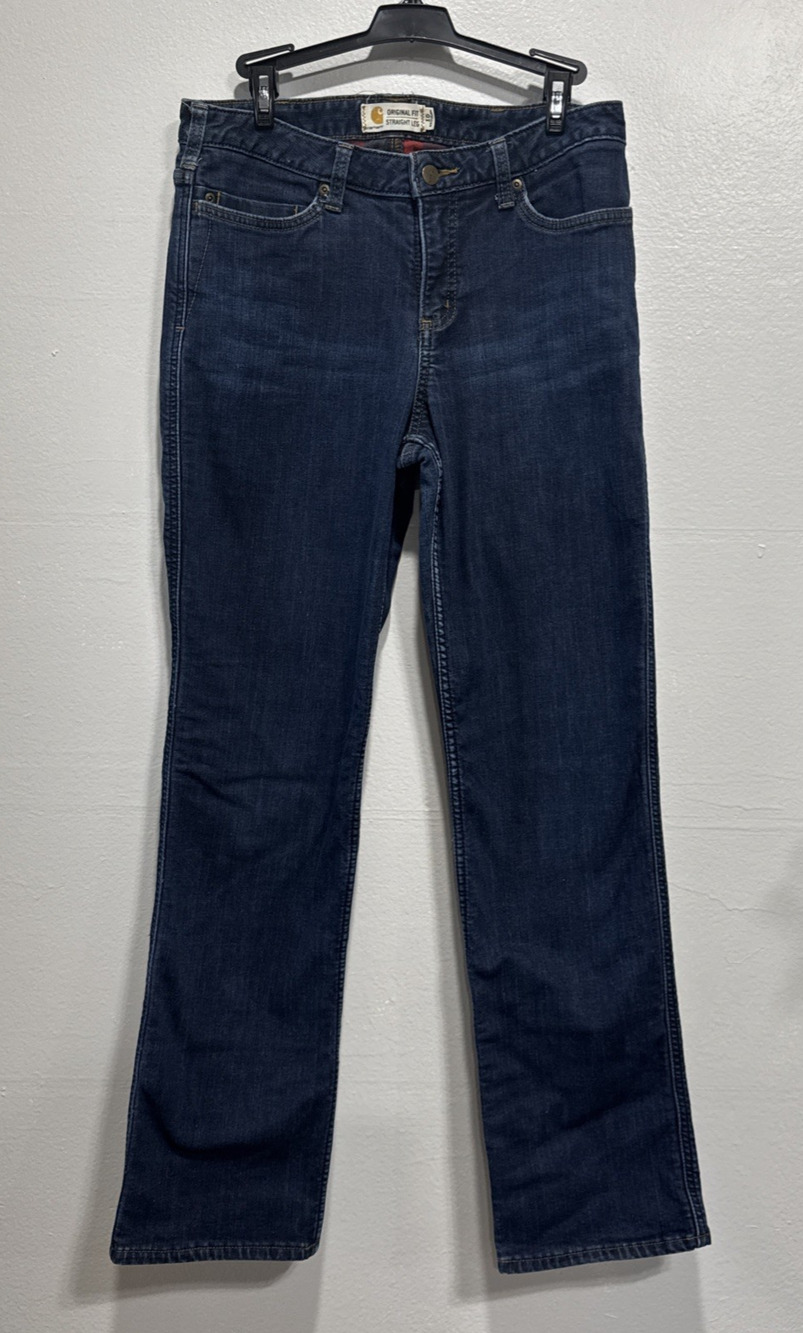 Carhartt Women’s Jeans Flannel Lined Straight Original Fit Size 10 Blue Denim